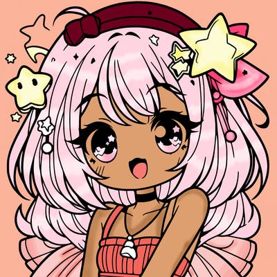 cute anime girl with star accessories