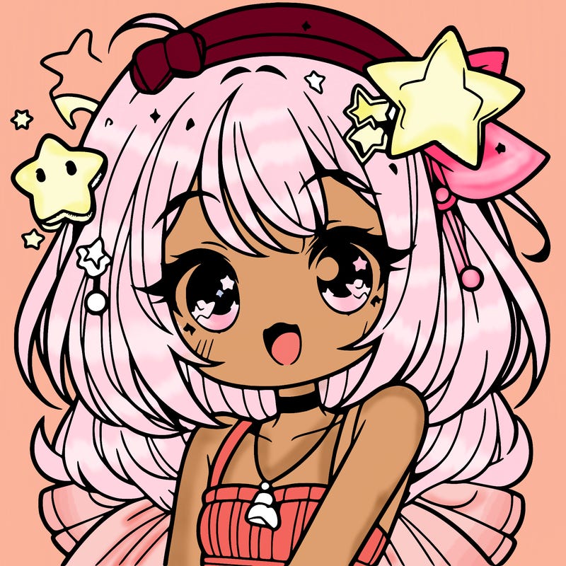 cute anime girl with star accessories