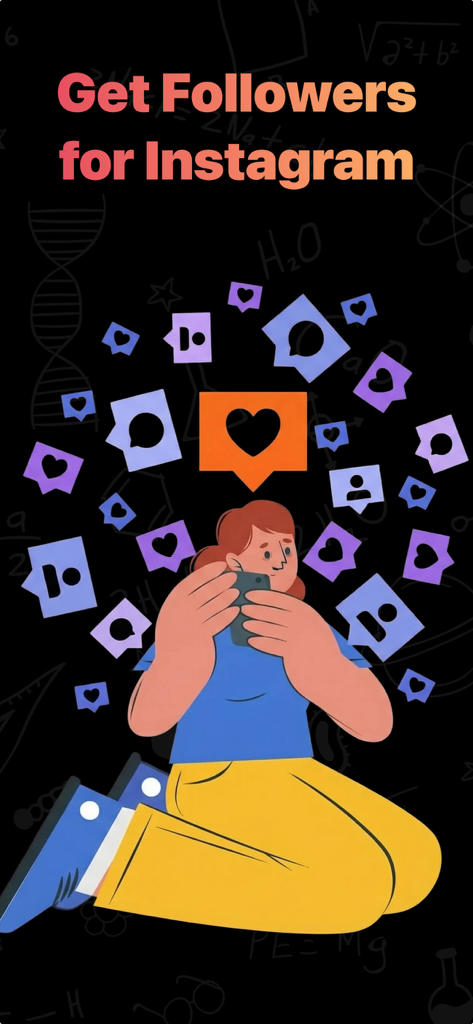 Get Followers & Likes Boost - A person using a smartphone with floating social media engagement icons like hearts and followers