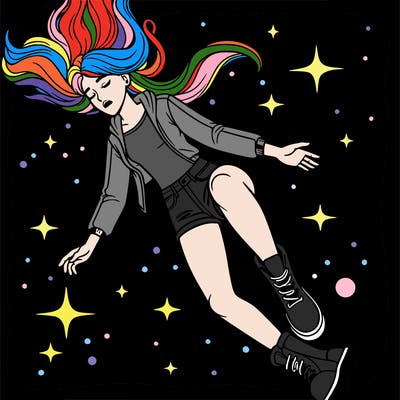 woman falling in space