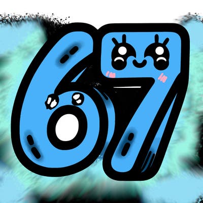the numbers 67