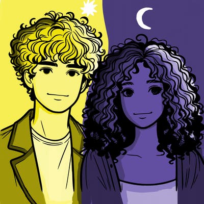 realistic couple with curly hair