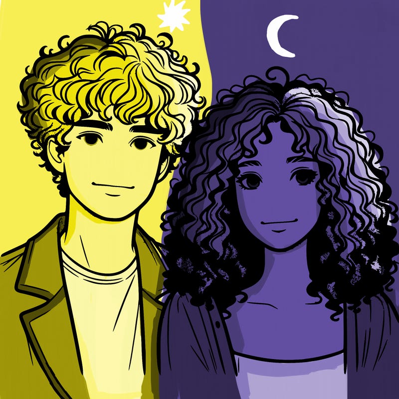 realistic couple with curly hair