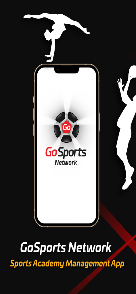 GoSports Network - Pantalla de inicio de la aplicación de gestión de academias deportivas GoSports Network en un iPhone