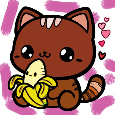 cute cat eating a banana