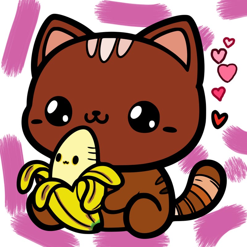 cute cat eating a banana