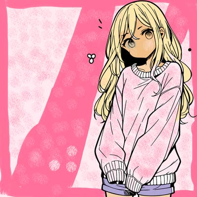 manga teen girl  in a sweater and baggy pants