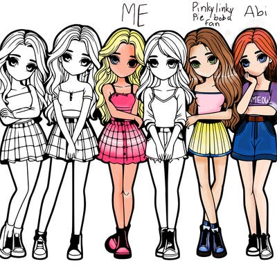 a group of girls realistic