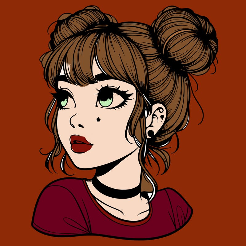 realistic girl with spacebuns