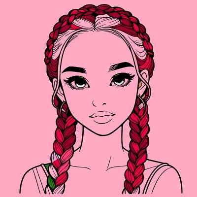 realistic girl with braids