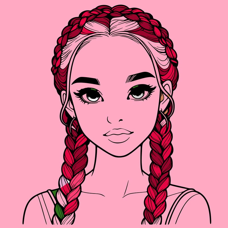 realistic girl with braids