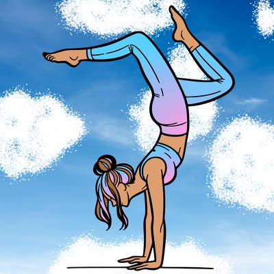 a woman doing a handstand