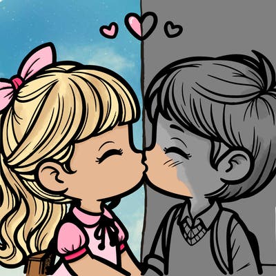 boy and girl kissing