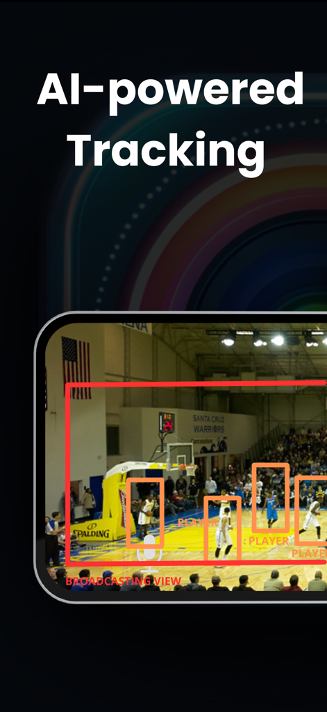 Ball Tracker :Sport broadcast - Tracciamento AI dei giocatori su un campo da basket per la trasmissione sportiva