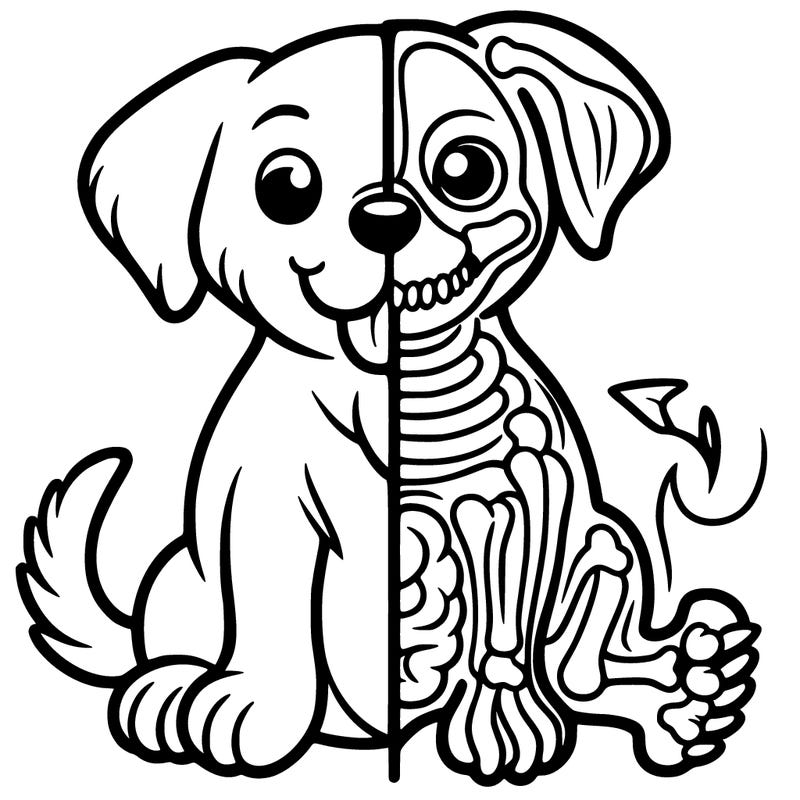 split in half dog drawings