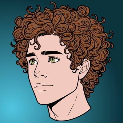 realistic guy with curly hair