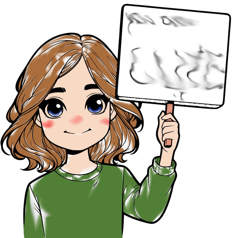 realistic girl holding up a sign