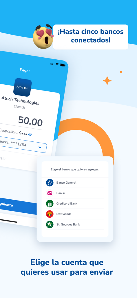 Yappy - Interfaz de la aplicación Yappy mostrando la selección de diferentes bancos conectados para transferencias de dinero