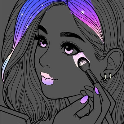 a realistic girl doing her makeup