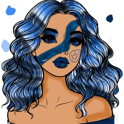 realistic girl with wavy hair and lips