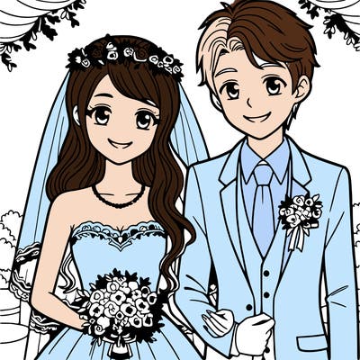 a happy couple at the wedding