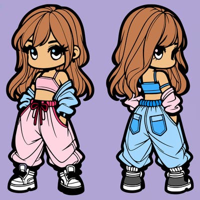 girl in crop top and baggy pants