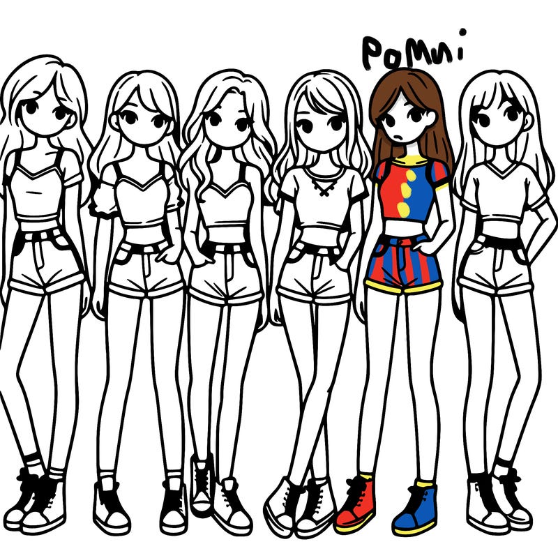 a group of girls wearing crop tops and shorts