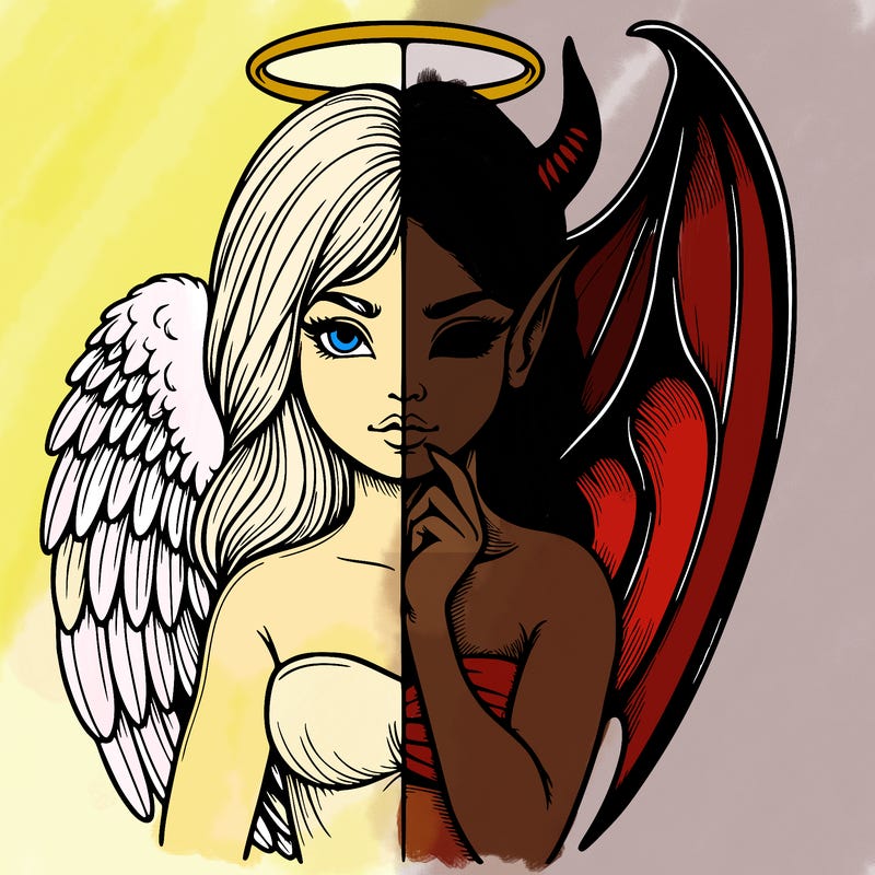 realistic angel half demon