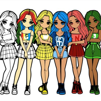 a group of girls realistic