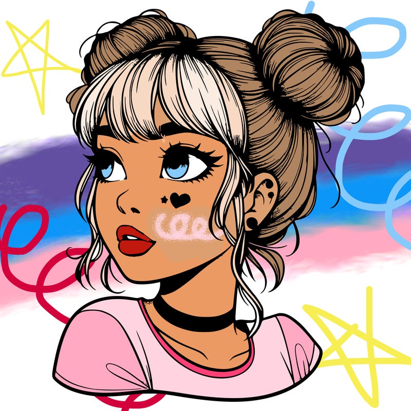 realistic girl with spacebuns