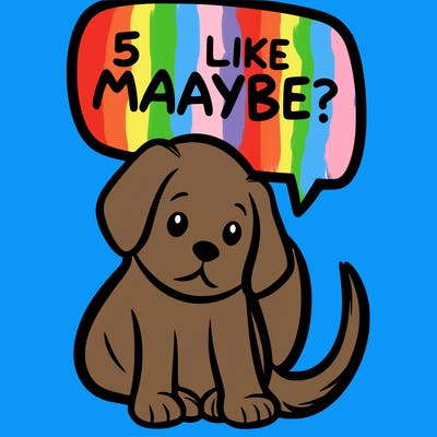 a puppy that says 5 like maybe
