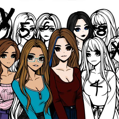 a group of realistic girls