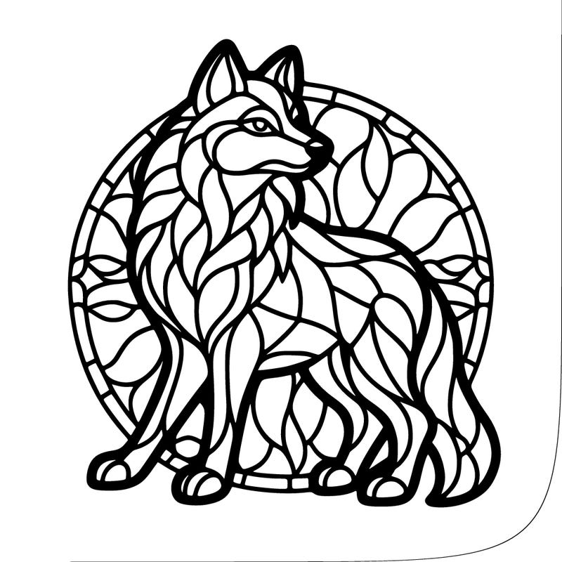 stained glass wolf design