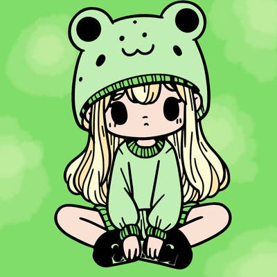 a girl wearing a frog hat and some frog socks
