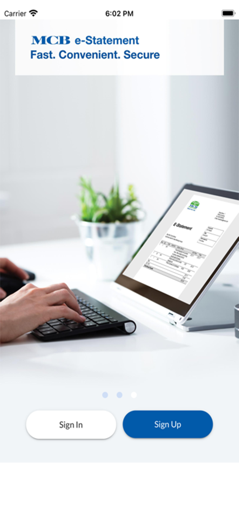 MCB Sri Lanka Mobile Banking - MCBスリランカ モバイルバンキングアプリのログインとサインアップ画面（電子明細サービスを強調）