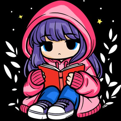 girl in oversized hoodie reading a book