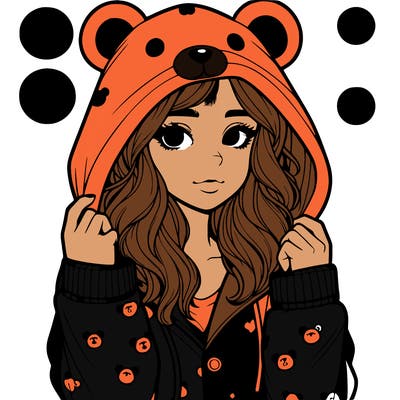 realistic girl in a animal pjs hoodie
