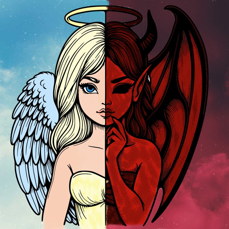 realistic angel half demon