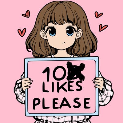 a girl holding a sign saying 100 likes please