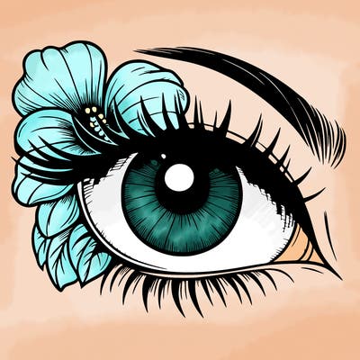 realistic eye with flower
