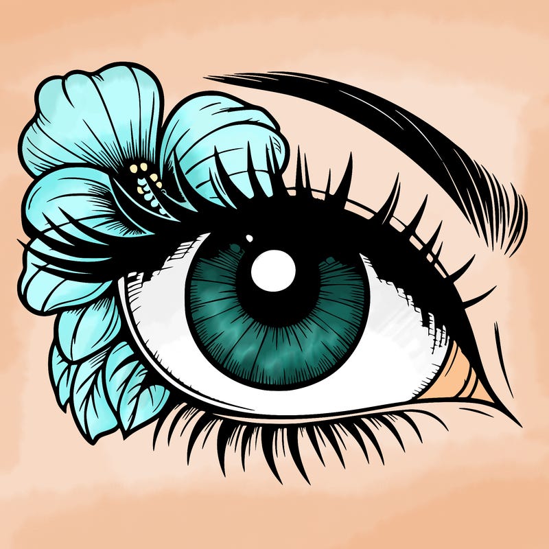 realistic eye with flower