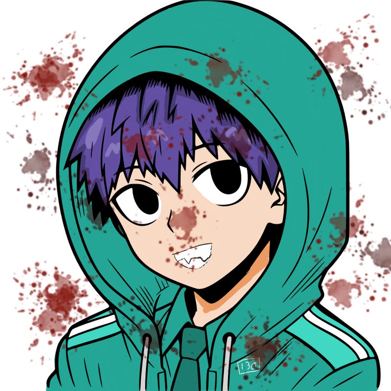 manga character with a hoodie