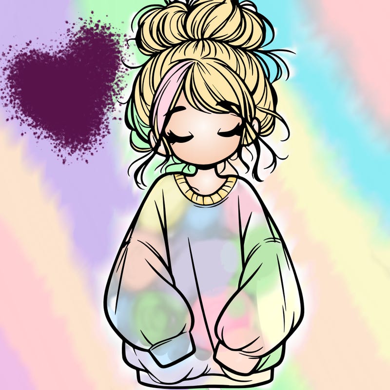 girl with baggy sweatshirt and messy bun