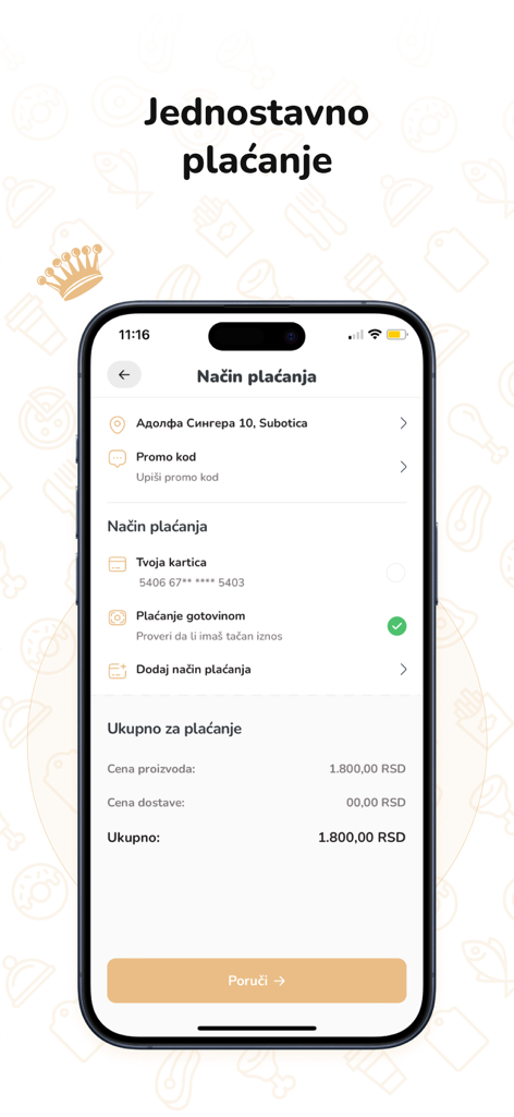 Basch House 1887 - Basch House 1887 mobile app payment method selection screen showing delivery address and order total