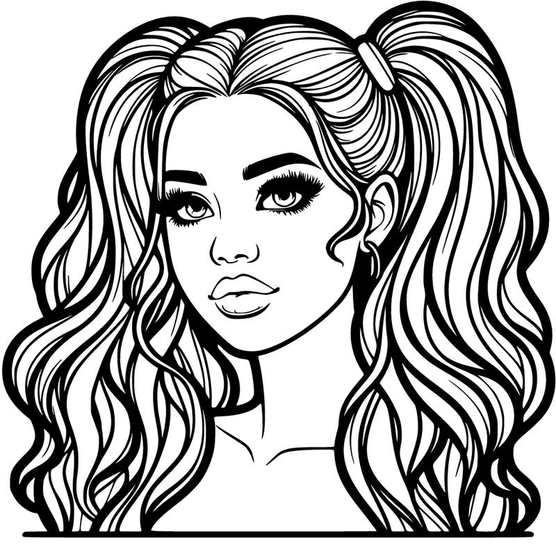 realistic woman with high pigtails