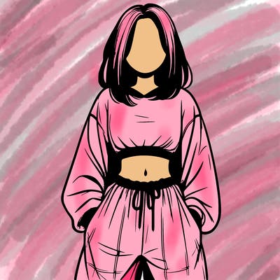 realistic girl faceless with baggy pants and a crop top