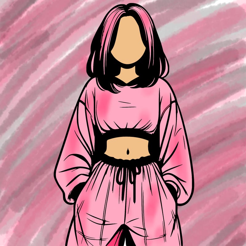 realistic girl faceless with baggy pants and a crop top