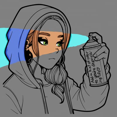 a realistic girl, spray painting