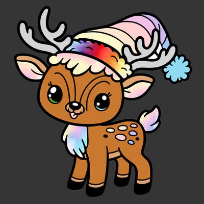 christmas reindeer with santa hat