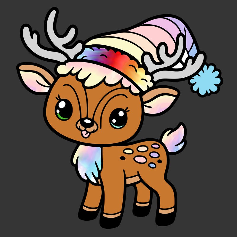 christmas reindeer with santa hat